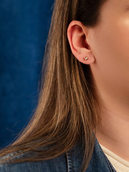 Złote kolczyki 585 kulki diamentowane sztyfty 5mm wkrętki 14K