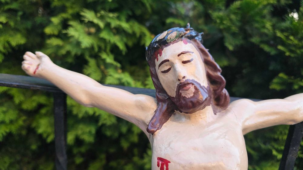 Przedwojenny drewniany P.Jezus,figura,wys.41 cm.