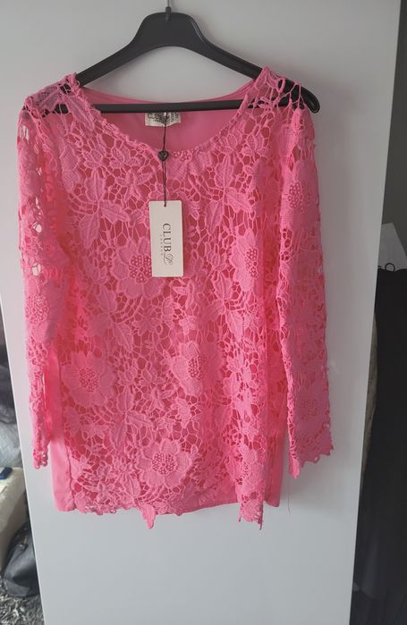 Neonowa różowa bluzka z gipiury,  L, Club L
