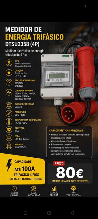 Medidor Trifásico 80€. Oportunidade