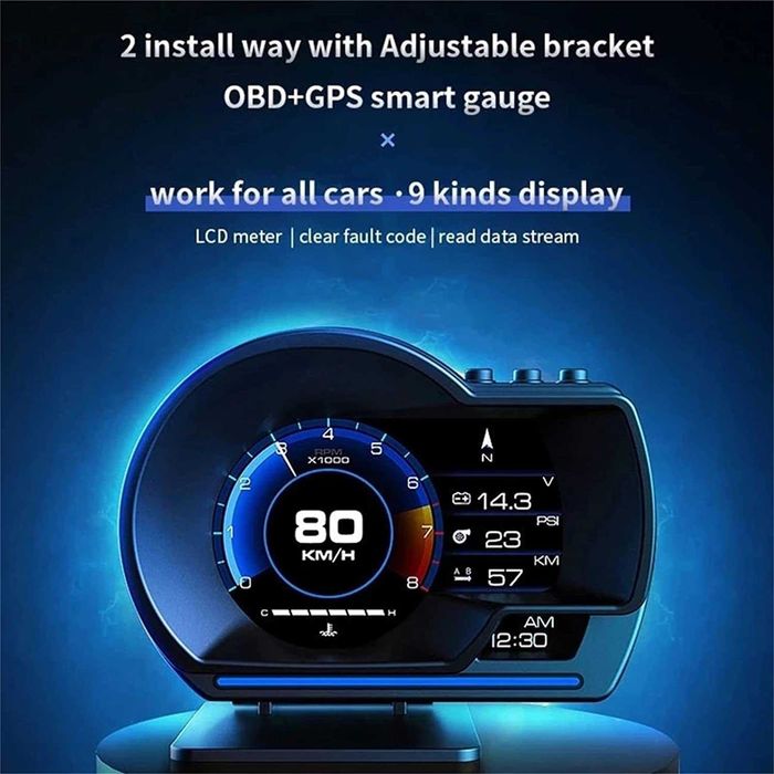 Display OBD2 Indicador GPS de sistema duplo