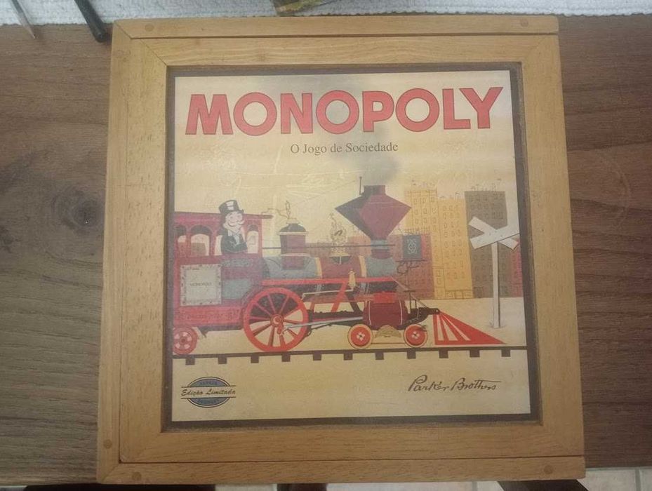monopoly vintage, caixa de madeira, hasbro 2004