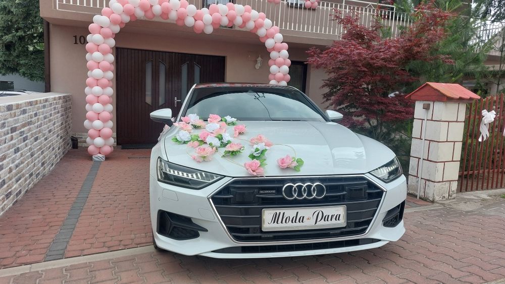 Białe Audi A7 s line Promocja !sportowa limuzyna auto do ślubu samochód wesele