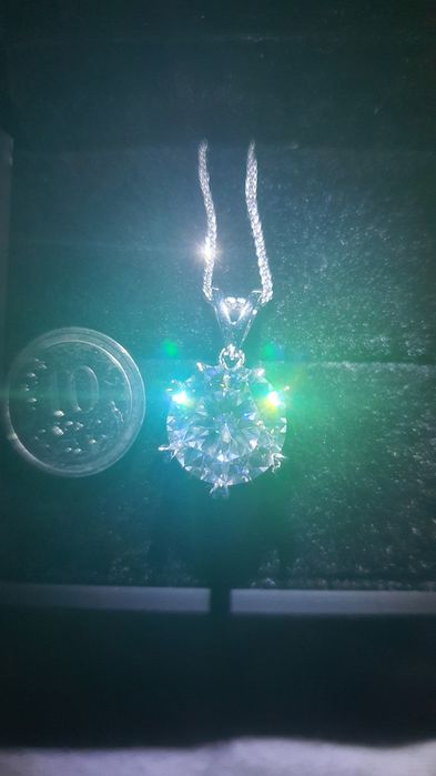 Łańcuszek chopin wisiorek zawieszka moissanit diament sterling GWARANC