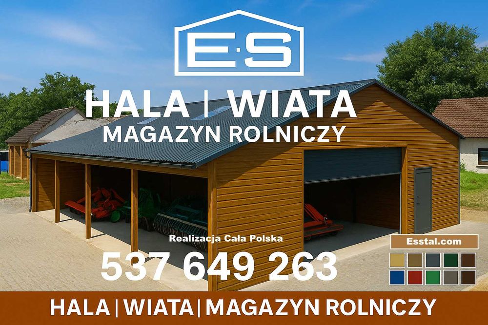DUŻA HALA - Garaż Blaszany RAL - Konstrukcja|Wiata Blaszana  - ESSTAL*