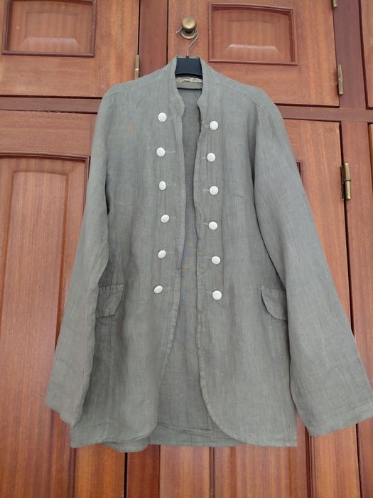 Blaser Blazer estilo militar em linho, cor caqui/verde musgo
