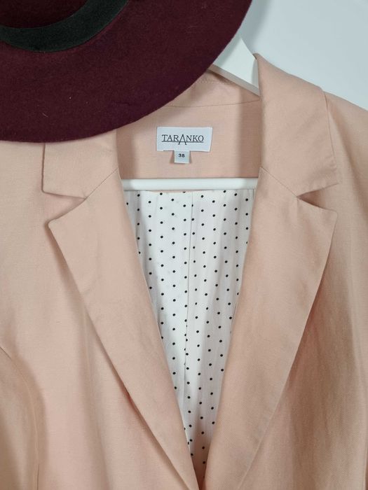 Garnitur Taranko M,L pudrowy róż, tencel i len. Marynarka i spodnie.