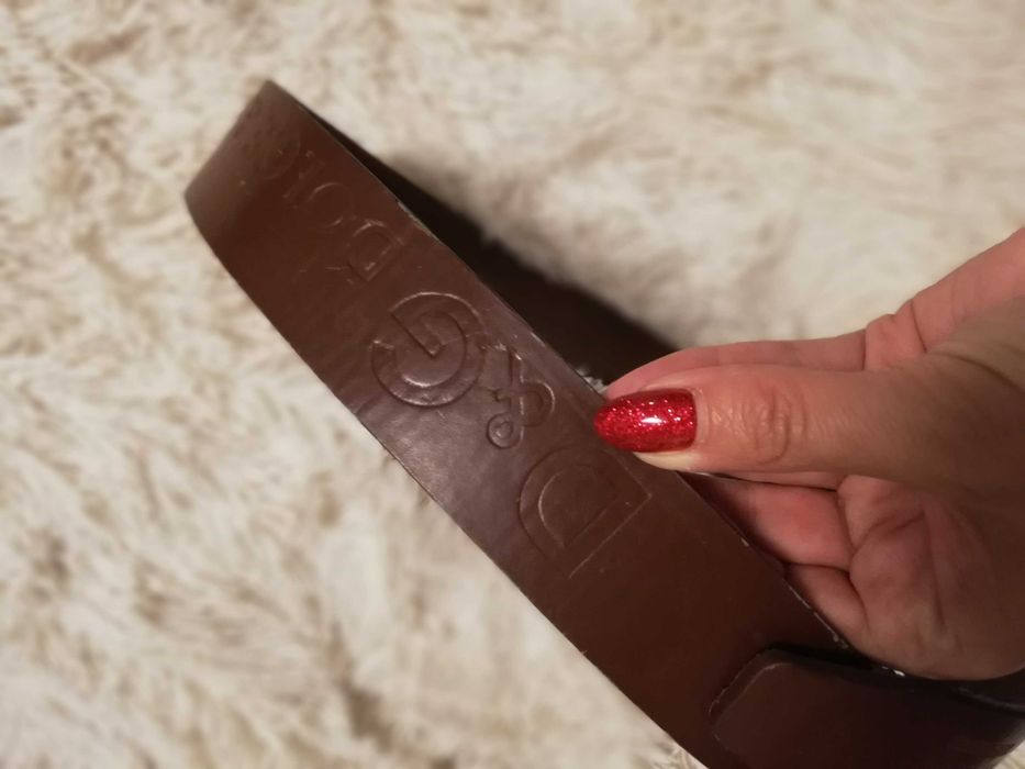 pasek skórzany Dolce&Gabbana brązowy 90 cm 100 cm
