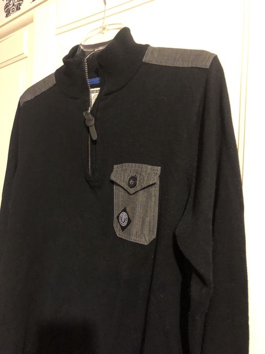 Bluza męska Threadbare M 100% bawełna , granat , pod szyją rozpinany
