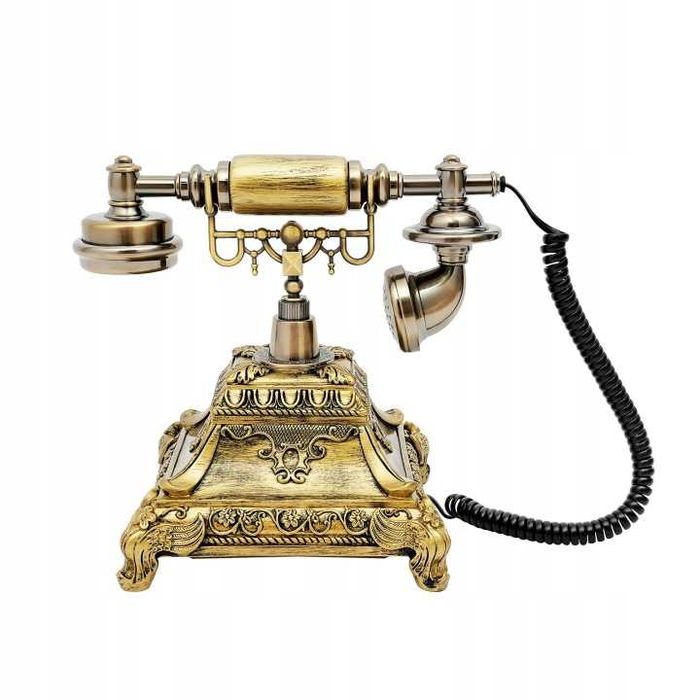 Klasyczny telefon przewodowy styl vintage brąz