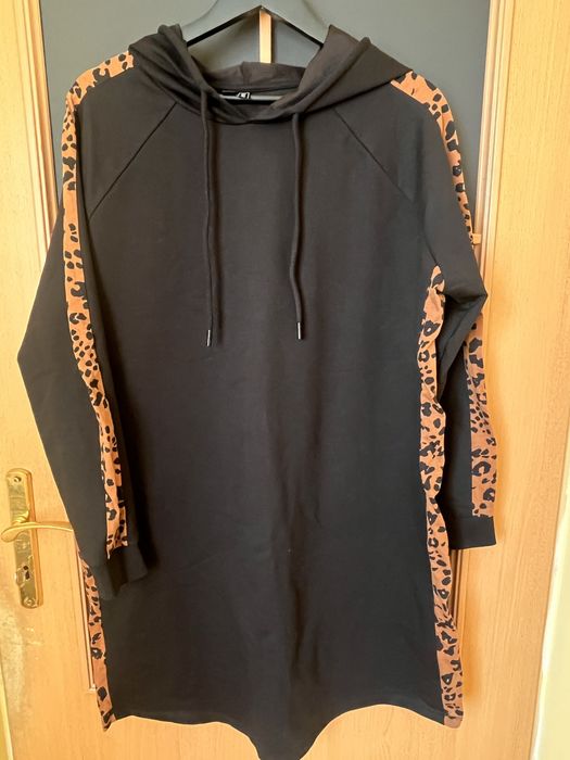 Sukienka dresowa Bonprix, czarna panterka 44/46
