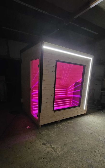 Nowa sauna fińska piec na drewno oświetlenie LED producent izolacja