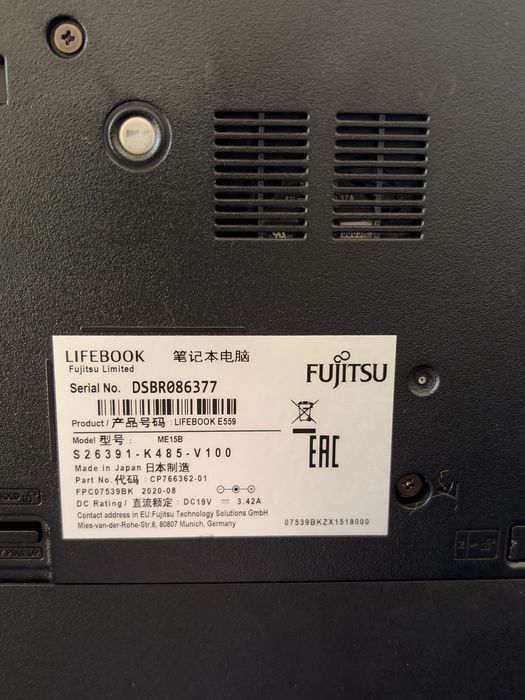Laptop  Fujitsu SUPER STAN Lifebook e559 core i5, 16GB ram, 512 SSD