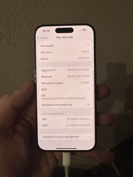 Iphone 15 pro 256 90% акб Європа natural titanium
