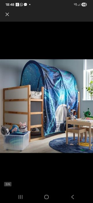 Łóżko dziecięce IKEA KURA + materac + akcesoria
