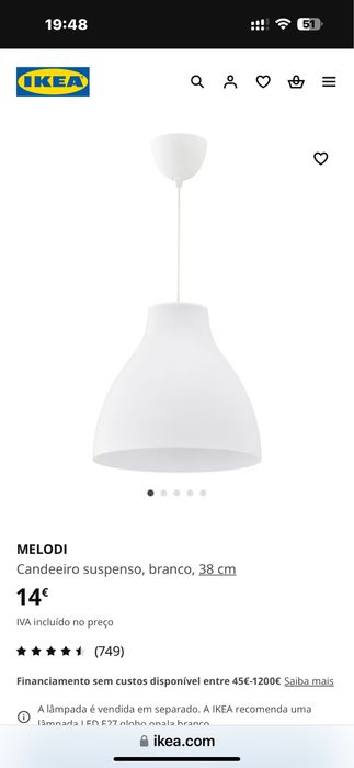 Vendem-se candeeiros Ikea com lampadas