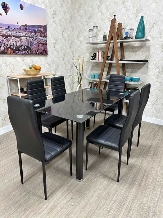 Mesa preta nova com 6 cadeiras - envio gratis