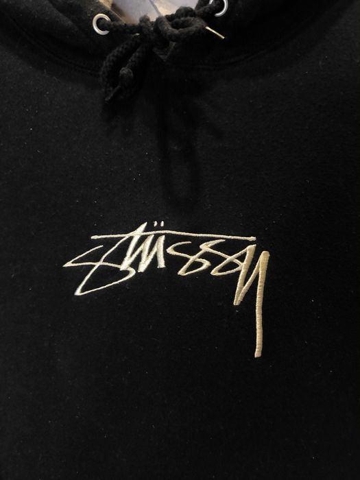 Bluza z Kapturem Stussy Hoodie Haft Logo Czarna Vintage