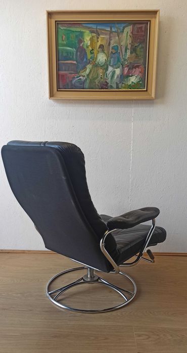 Fotel skórzany, Szwecja lata 70.