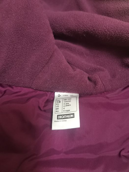 Жилетка для дівчинки тепла Декатлон на 4 роки 98-104