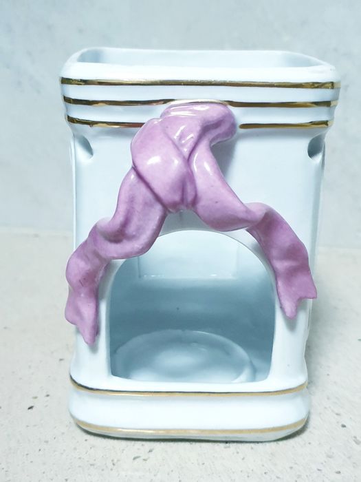 Raro antigo aquecedor de bule em porcelana Vista Alegre com litofanias