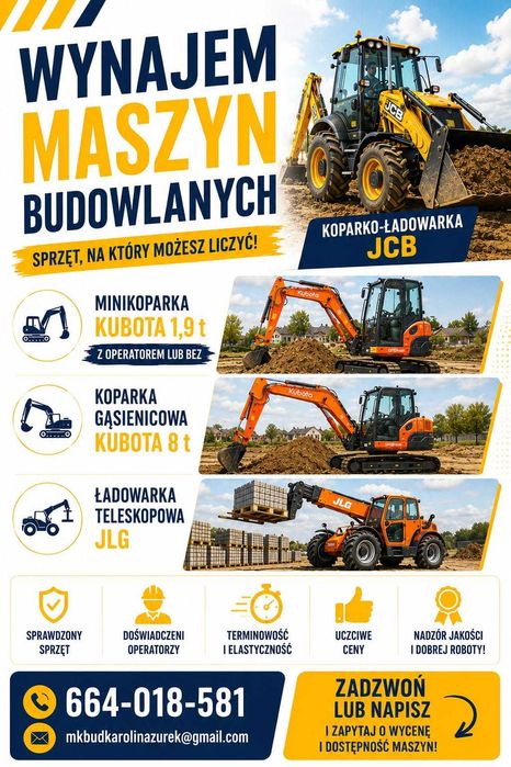 Usługi koparko-ładowarką wynajem maszyn