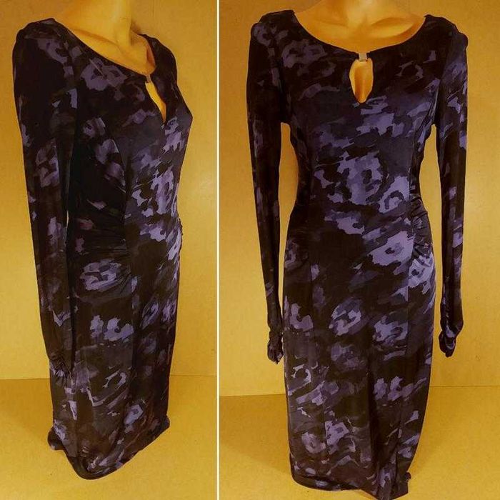 Длинное черное вечернее платье на хэллоуин цветочный принт акварель