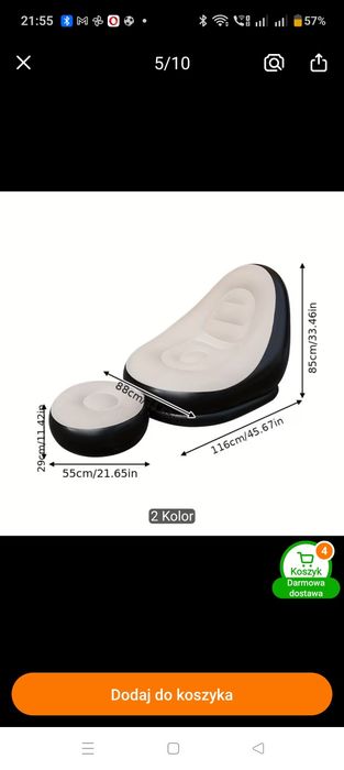 Nadmuchiwana sofa z podnóżkiem