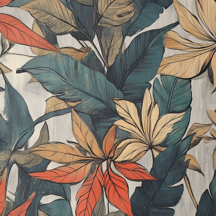 Fototapeta Kolorowe Liście Kwiaty Zieleń Natura Pastelowa 3D + KLEJ