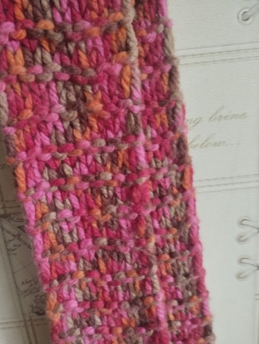 Handmade длинный узкий яркий шарф крупной вязки бахрома coachelа кэжуа