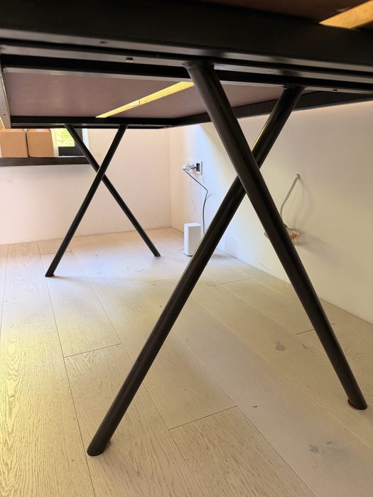 Loft Biurko / stół biurowy 185 × 130 cm — okleina dębowa, spawany stelaż