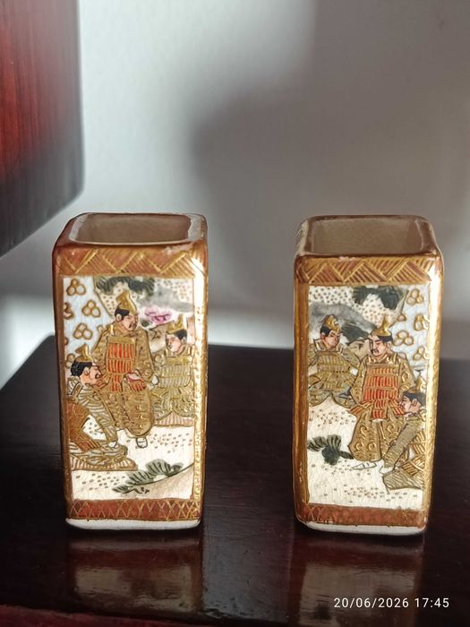 Paliteiros Satsuma Cerâmica Japonesa Meiji 4,5 cm
