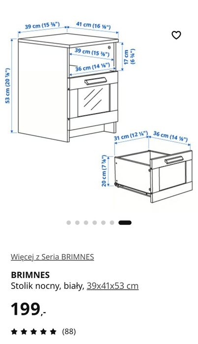 Szafka nocna Ikea Brimnes biały mat