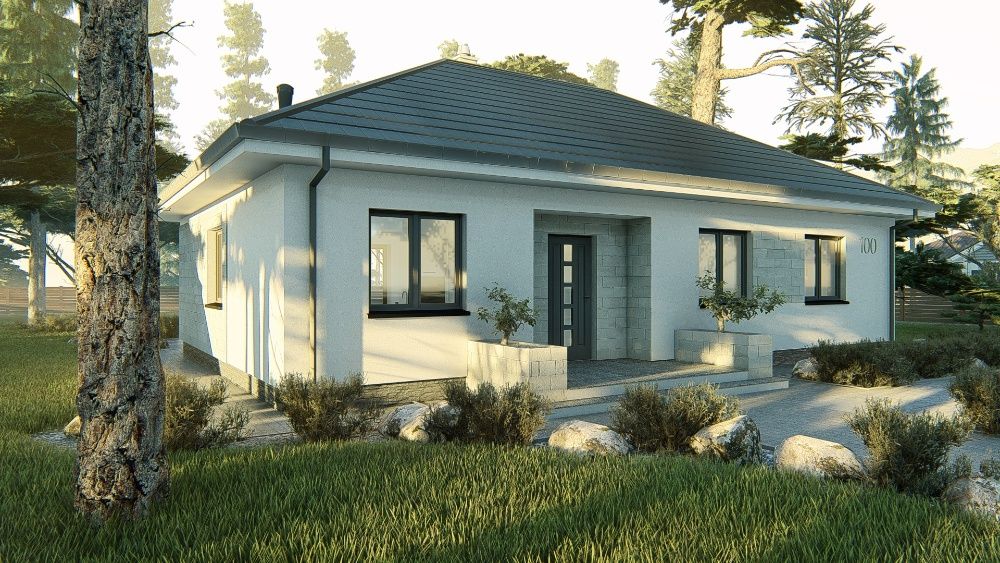 Projekt domu parterowego 94 m2, projekt typowy, gotowy