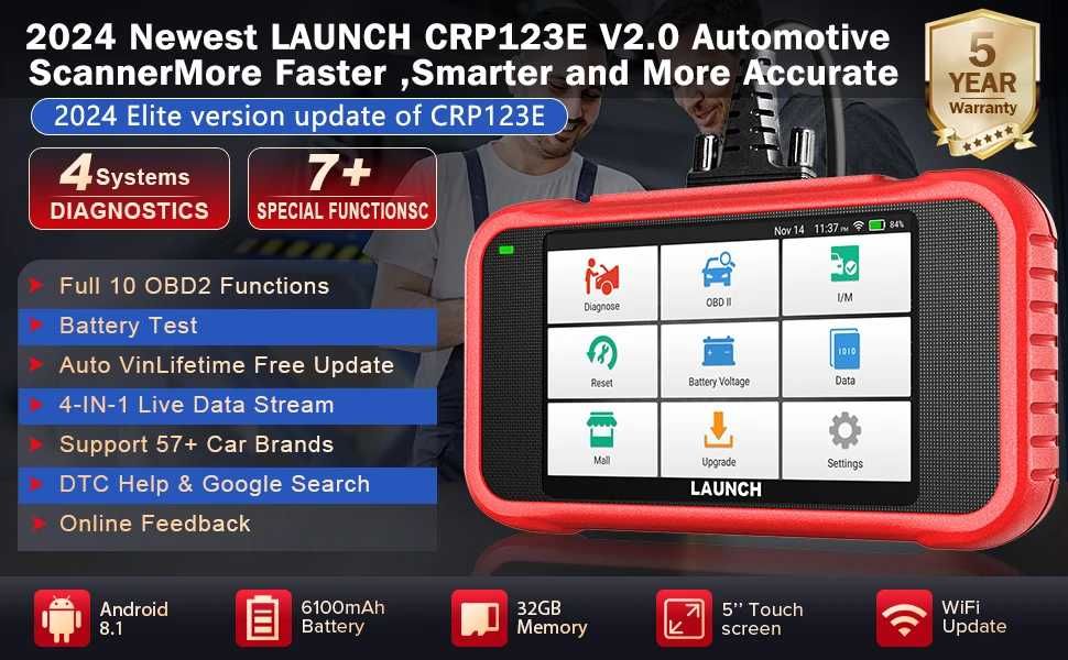 Scanner de Diagnóstico Auto LAUNCH CRP123E V2.0 Completo e Atualizado