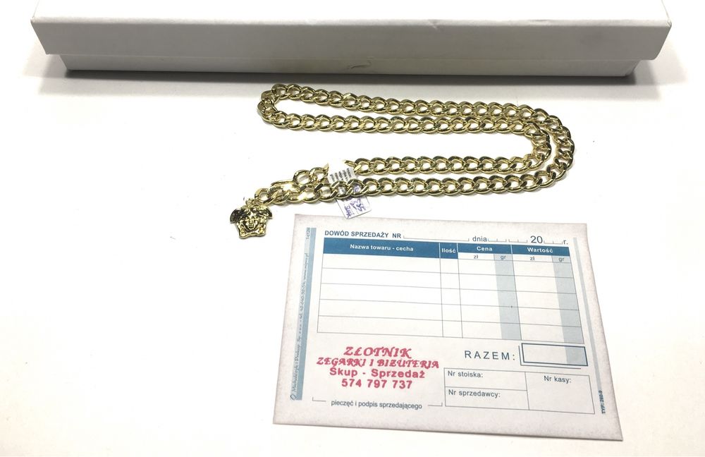 Złoty, damski łańcuszek VERSACE wybita próba 585•pozłacany ogniowo 14K