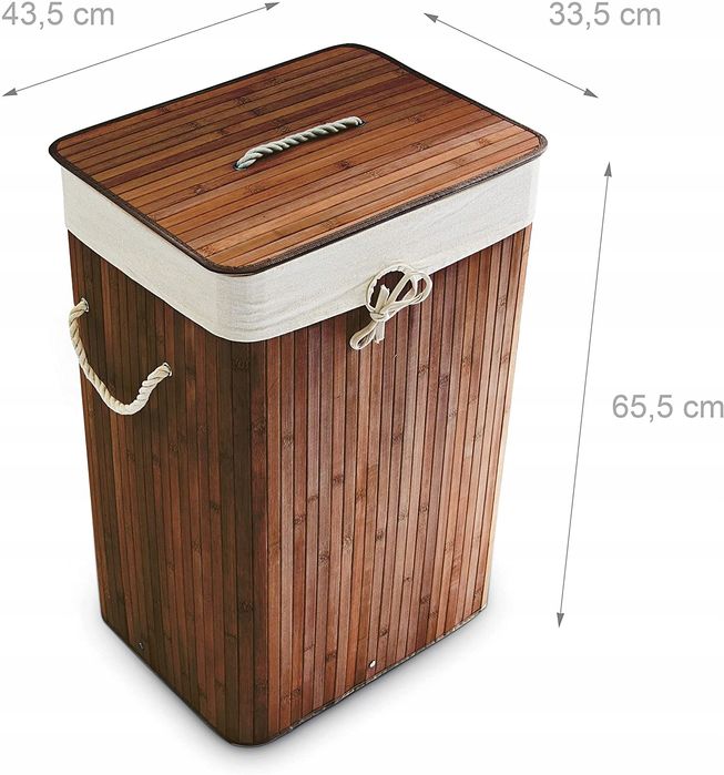 Kosz na pranie z przykrywką bambusowy składany Relaxdays 83l
