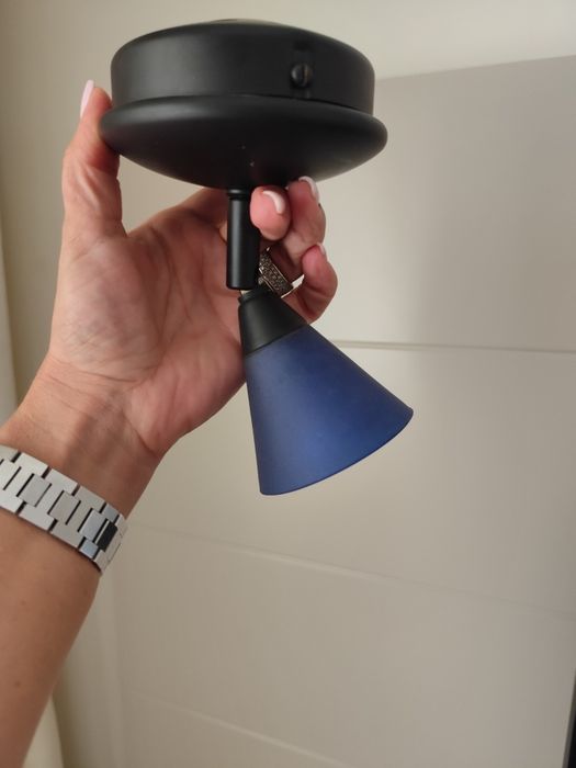 Foco / Candeeiro de Teto Vintage em Vidro de Murano Azul
