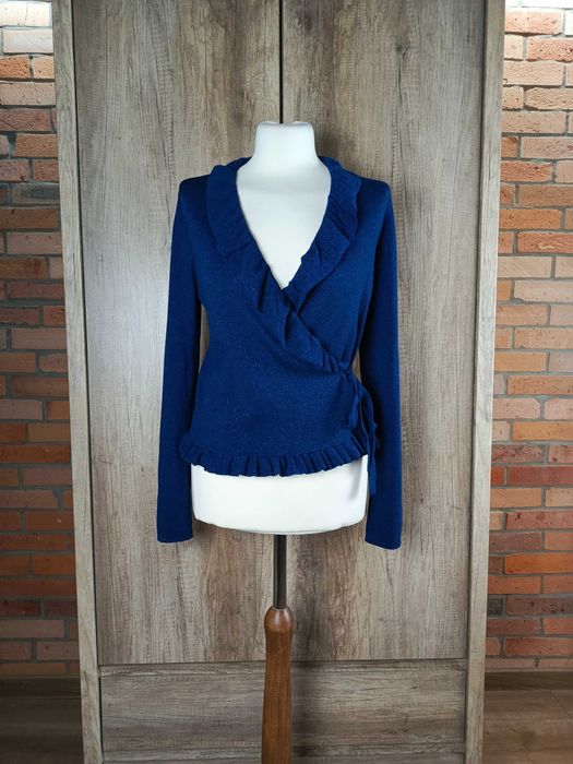&Other Stories kardigan granat wełniany brokat 100% wool unikatS 36