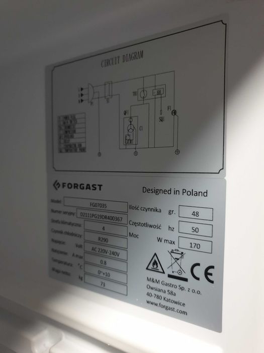Szafa chłodnicza lakierowana 360l FORGAST Gastronomiczna
