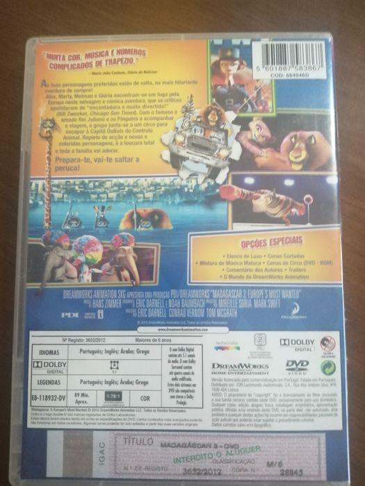 Coleção filmes infantis "Madagáscar"