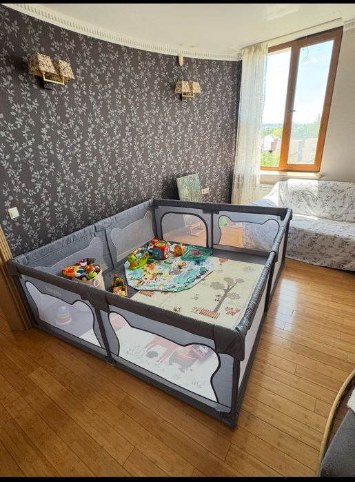 Продам манеж lionelo 187x207 см lo willow xl grey concrete