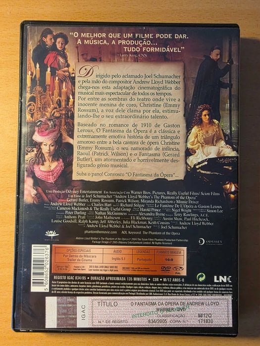 Filme em DVD "O Fantasma da Ópera"