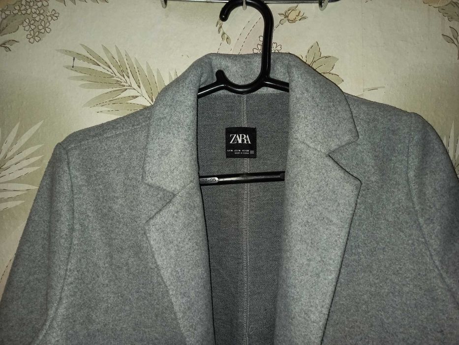 Пальто жіноче демісезонне  zara women basic coat 5070/629/803 сіре