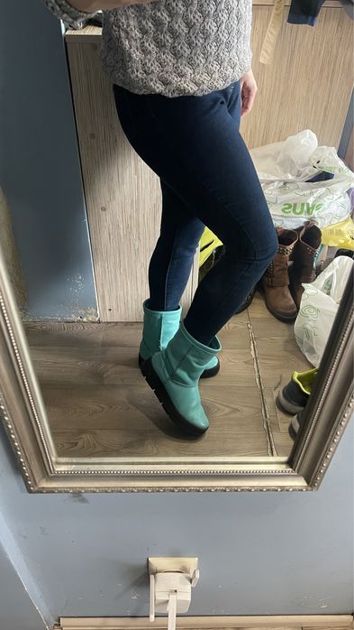 Бірюзові, зимові чоботи