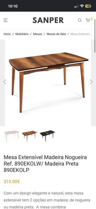 Mesa de Jantar Extensível da Sanper