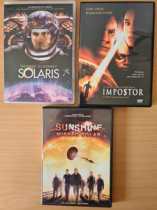 3 filmes em DVD de ficção científica: "Solaris, Impostor e Sunshine