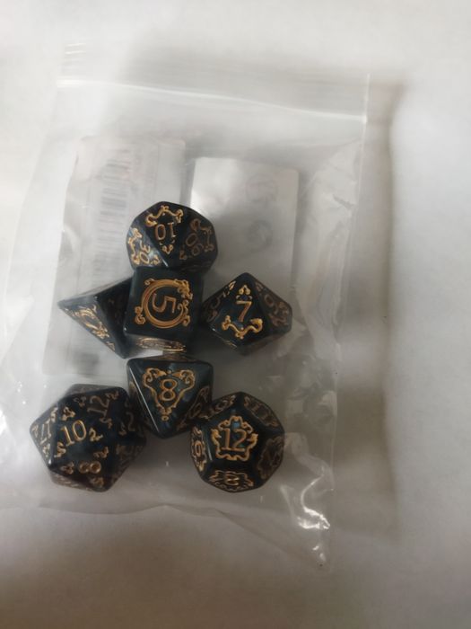 Zestaw kości do RPG Smocze kostki do gry czarne i brązowe