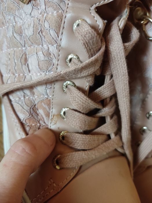 Guess sneakersy koturn 37 24cm 38 pudrowy róż