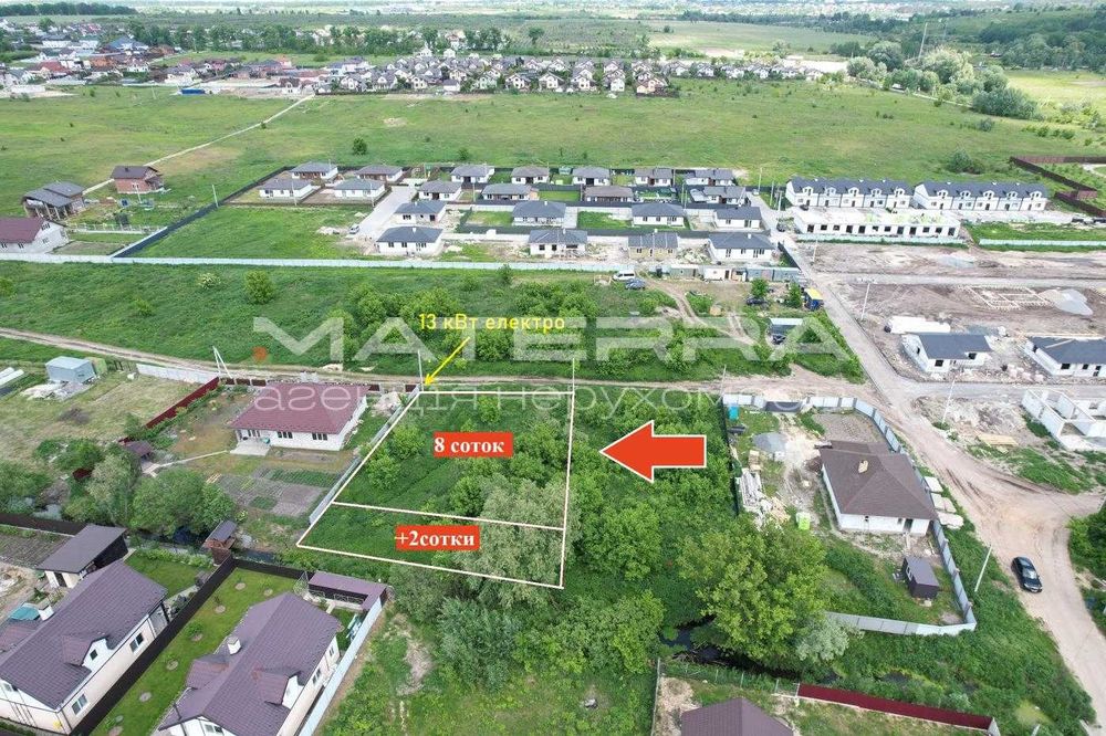 Тарасівка Продаж ділянки 8+2 сотки, 13 кВт, скважина, фундамент
